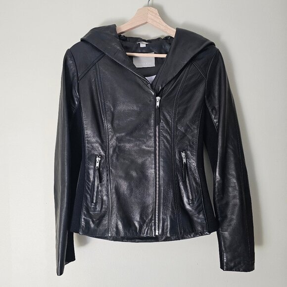 Soia & Kyo Beka Hooded Leather Jacket - 2016 - Black - Sz XS - Picture 2 of 16